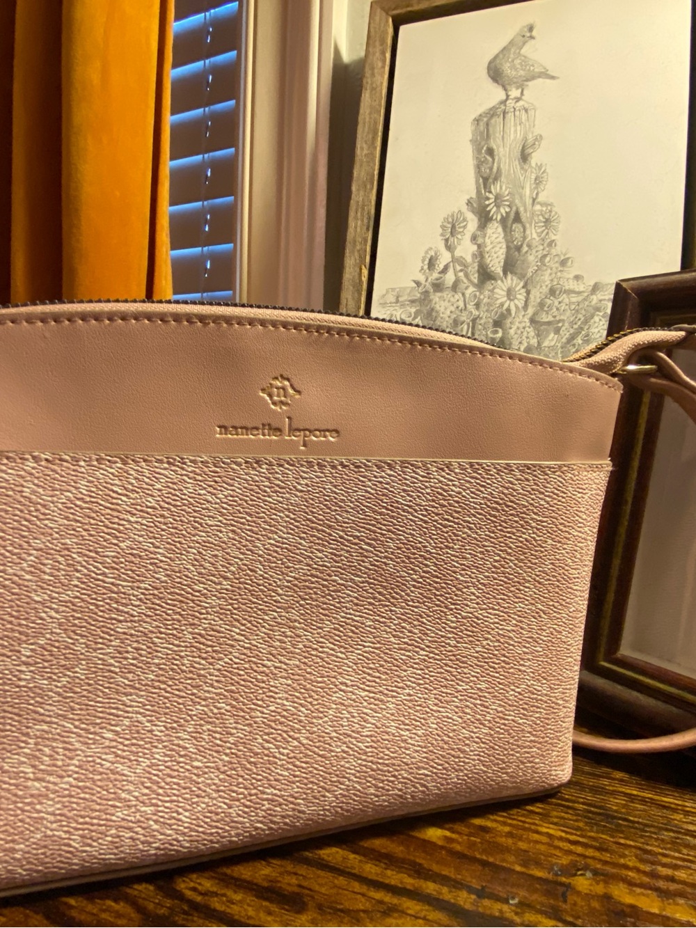 Nanette Lepore Blush Pink Textured Crossbody Bag